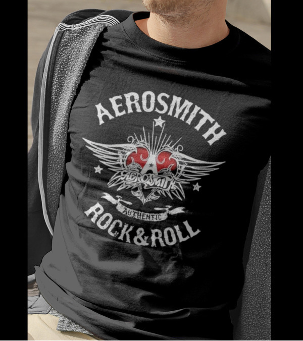 Aerosmith Authentic Rock And Roll Wings And Heart T-Shirt