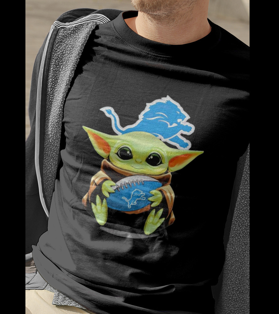 Baby Yoda Detroit Lions Football Fan T-Shirt