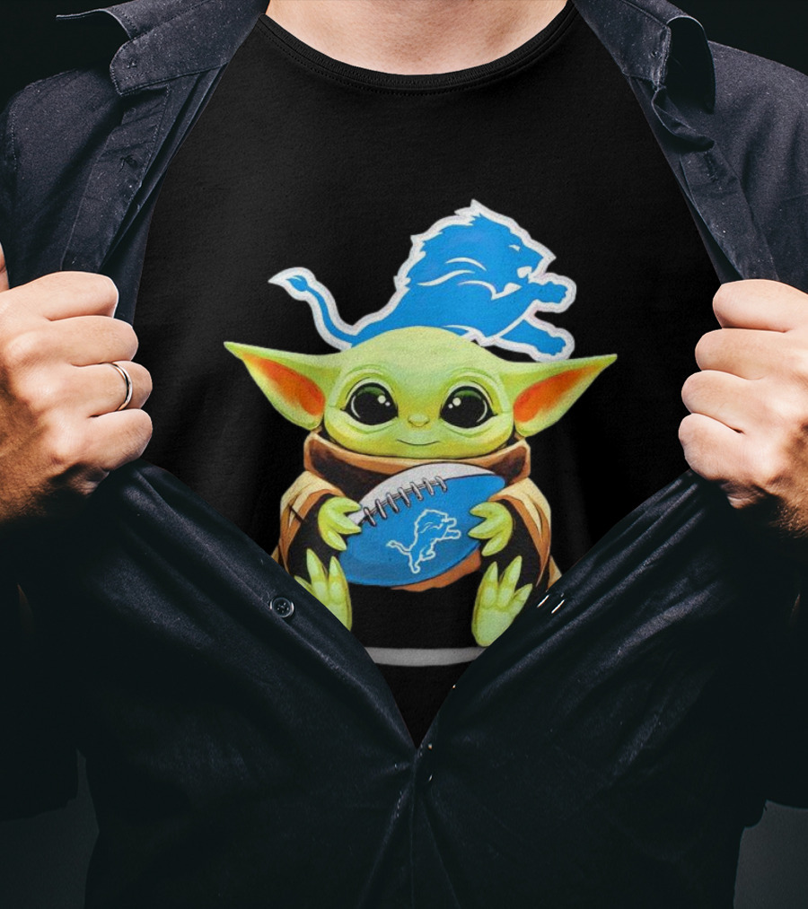 Baby Yoda Detroit Lions Football Fan T-Shirt