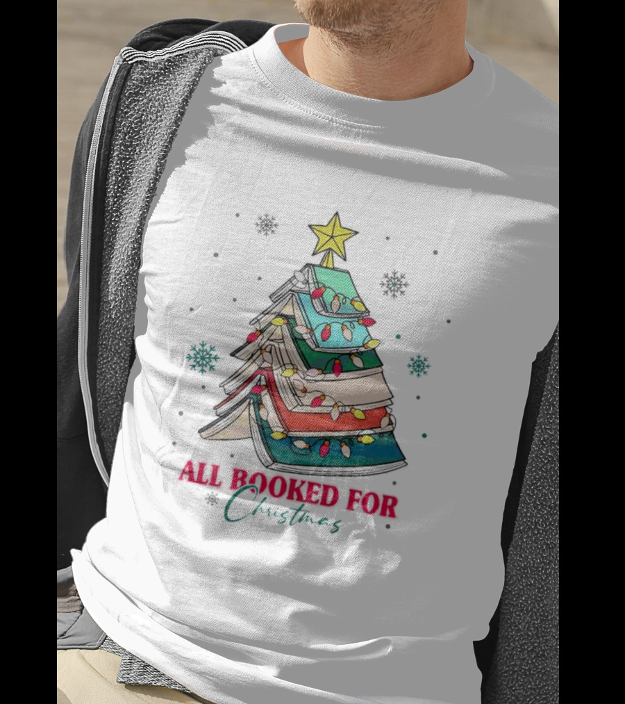 All Booked For Christmas Tree With Books And Lights T-Shirt