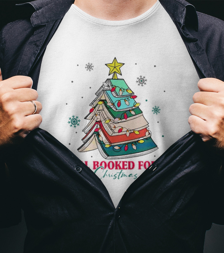All Booked For Christmas Tree With Books And Lights T-Shirt