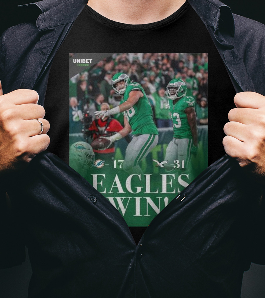Eagles Win Over Dolphins 31-17 NFL Game Unibet Sports Highlight T-Shirt