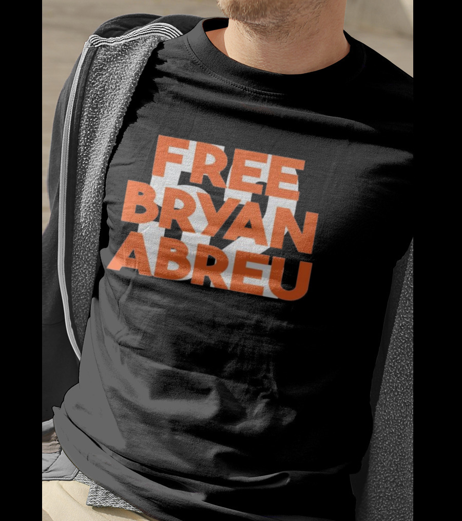 Free Bryan Abreu 52 Bold Orange Text T-Shirt