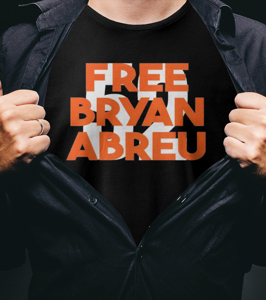 Free Bryan Abreu 52 Bold Orange Text T-Shirt