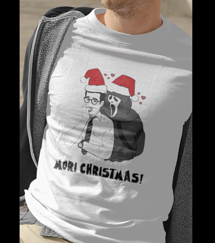 Ghostface Mori Christmas Santa Hats And Hearts T-Shirt