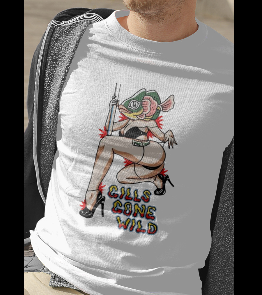 Gills Gone Wild Fish-Headed Dancer On Pole T-Shirt