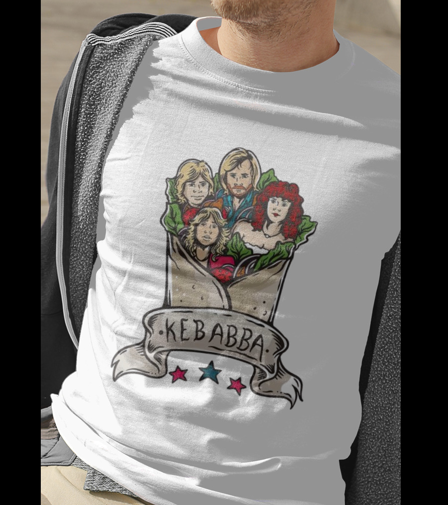 Kebabba Kebab 70s Style Characters In Wrap With Stars T-Shirt
