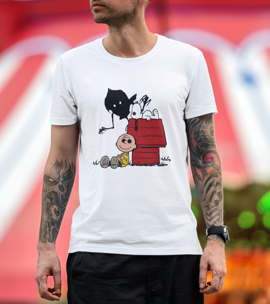 Charlie Brown Snoopy Woodstock Shadow Doghouse T-Shirt