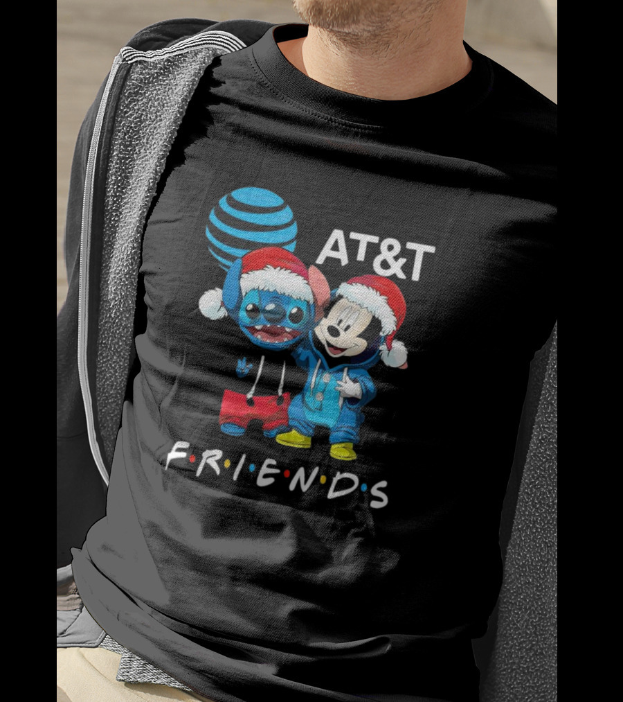 AT&T Christmas Friends Stitch And Mickey Mouse Holiday Cheer T-Shirt