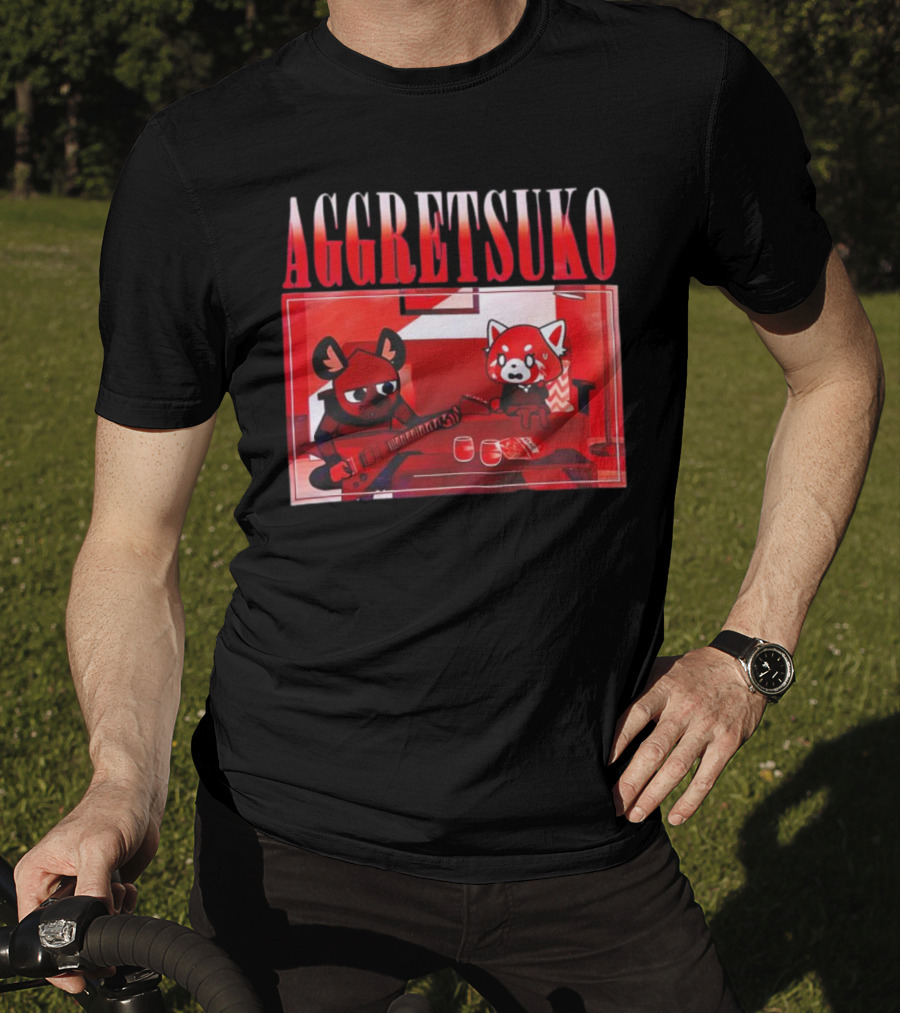 Aggretsuko Haida Couch Red Panda Rock Guitar Scene T-Shirt