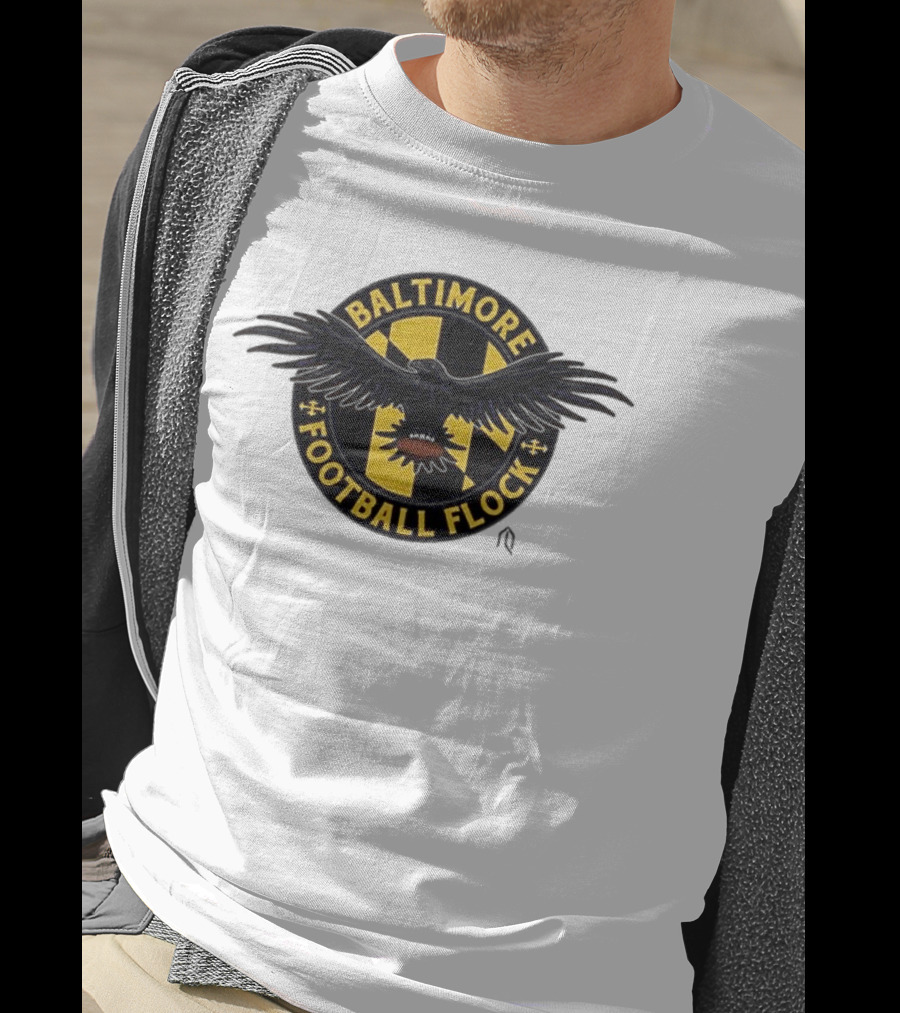 Baltimore Football Flock Raven Maryland Flag Crest T-Shirt