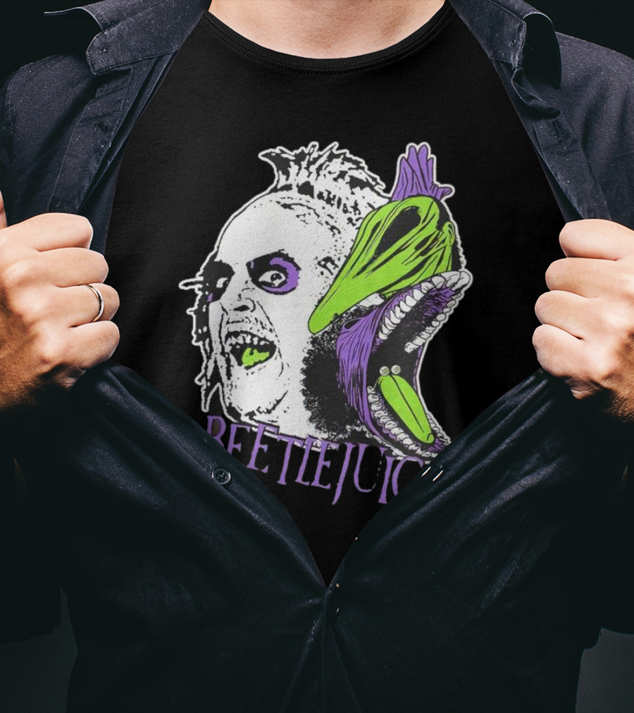 Beetlejuice Halloween Creature Mashup With Alligator Head T-Shirt