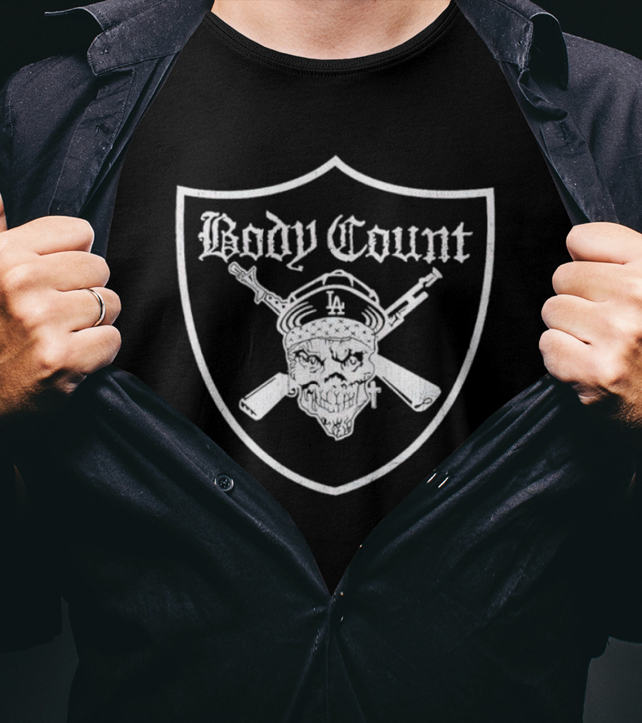 Body Count LA Skull Shield With Crossed Guns T-Shirt