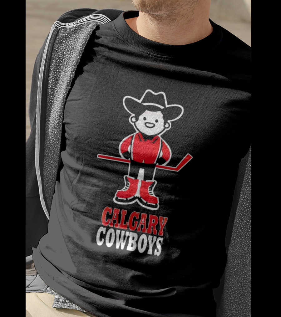 Calgary Cowboys Hockey Player In Cowboy Hat And Boots T-Shirt