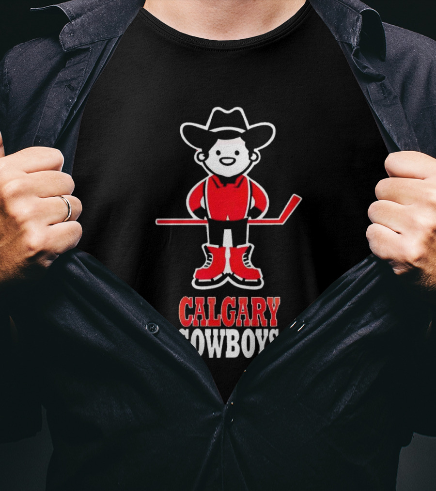 Calgary Cowboys Hockey Player In Cowboy Hat And Boots T-Shirt