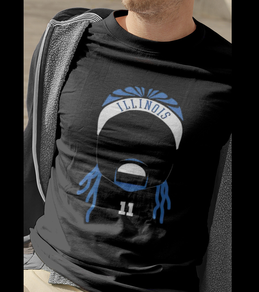 Dee Illinois Number 11 Basketball Icon Headband T-Shirt