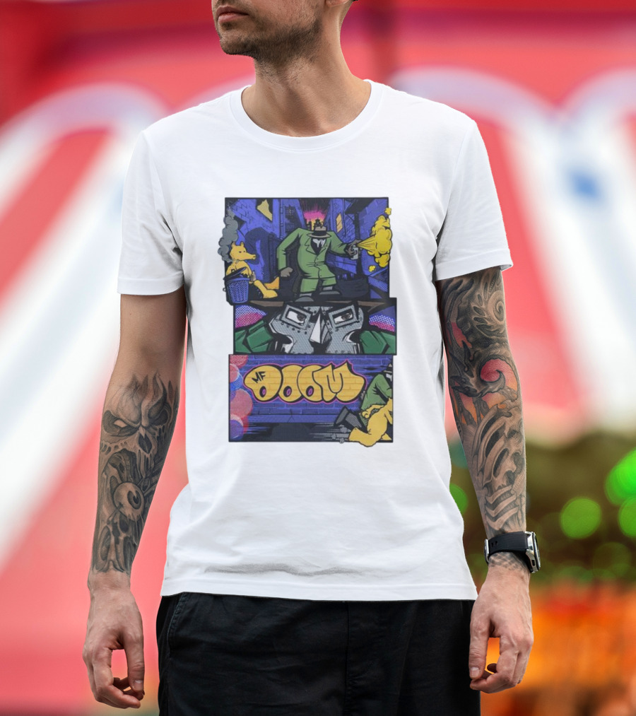 MF Doom Graffiti Comic Street Scene T-Shirt