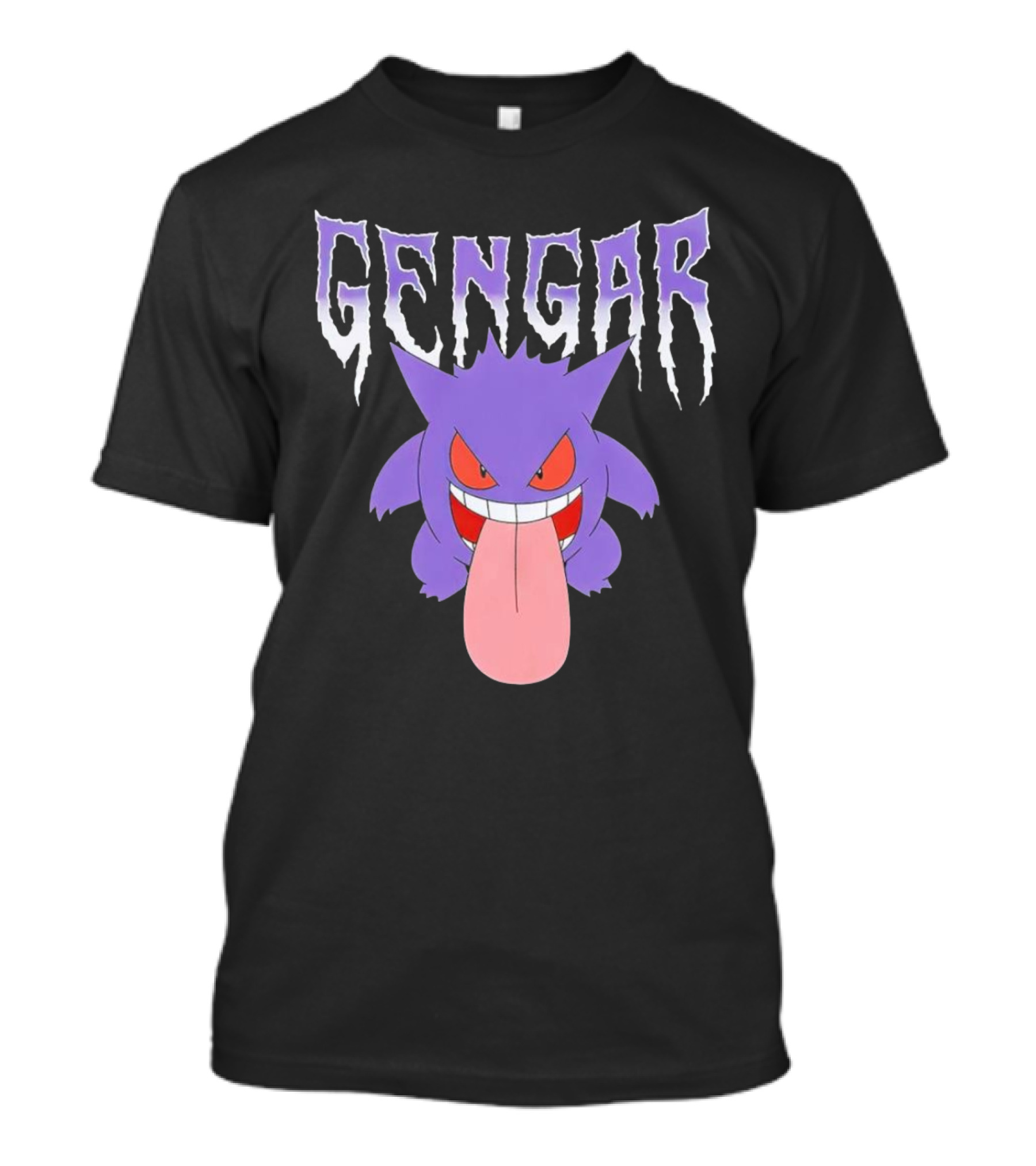 Pokemon Gengar Metal Typography Purple Monster T-Shirt