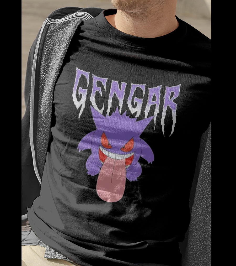 Pokemon Gengar Metal Typography Purple Monster T-Shirt