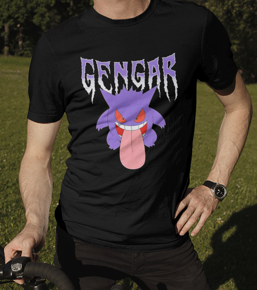 Pokemon Gengar Metal Typography Purple Monster T-Shirt