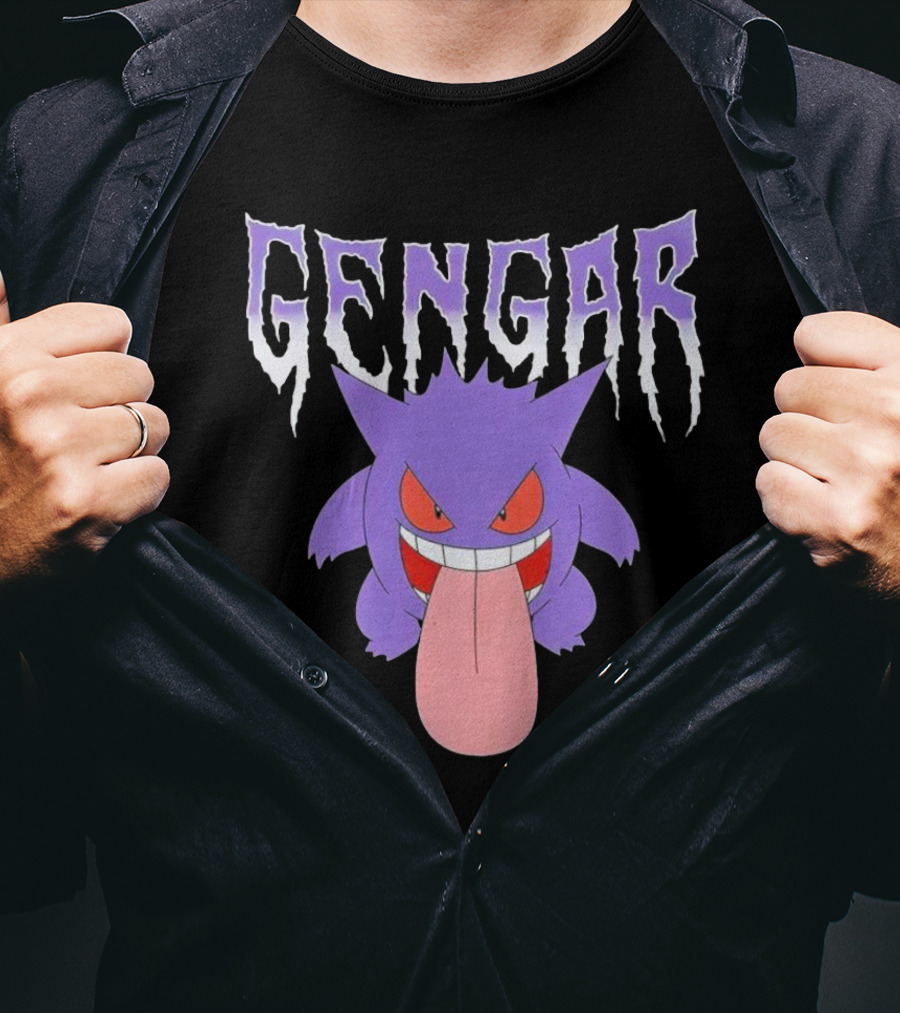 Pokemon Gengar Metal Typography Purple Monster T-Shirt