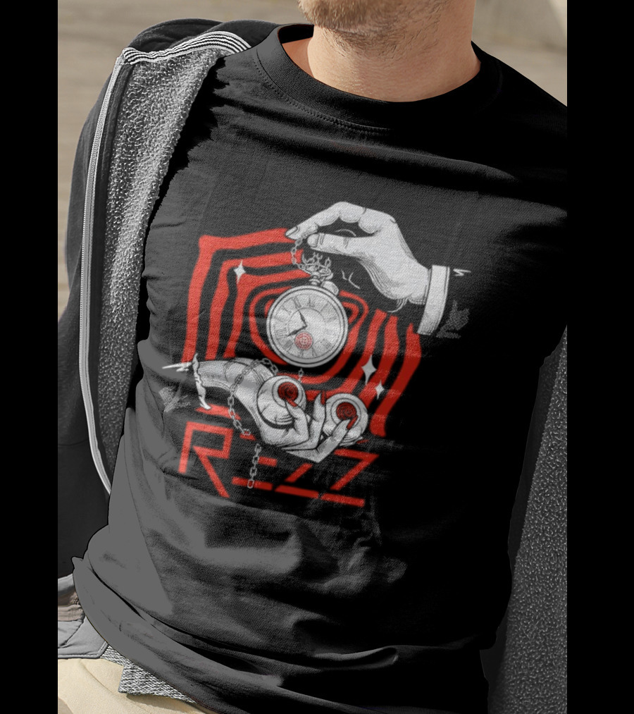 Rezz Hypnotic Timepiece Artwork With Pocket Watch And Optical Illusion T-Shirt