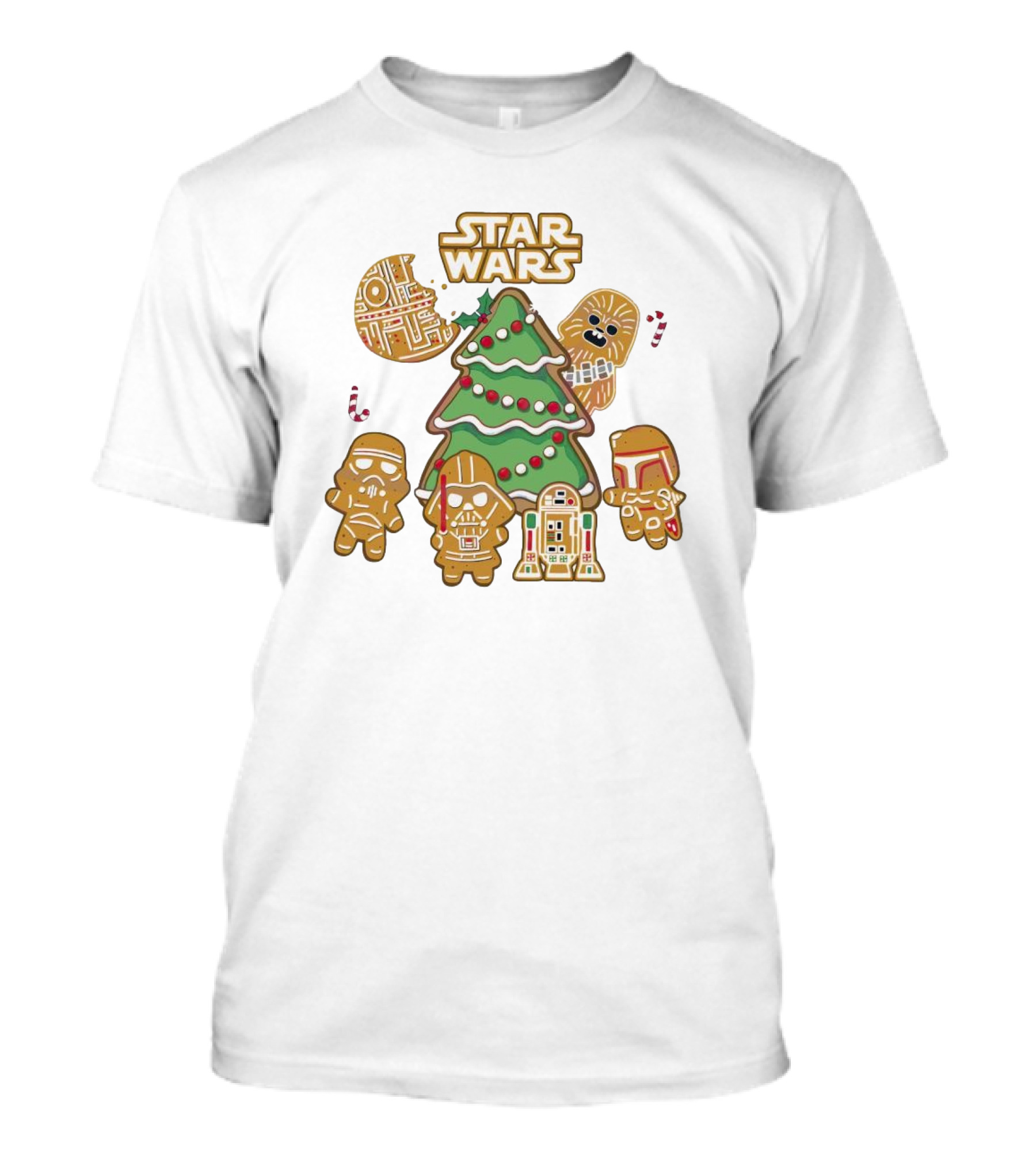Star Wars Characters Gingerbread Christmas Tree Cookies T-Shirt