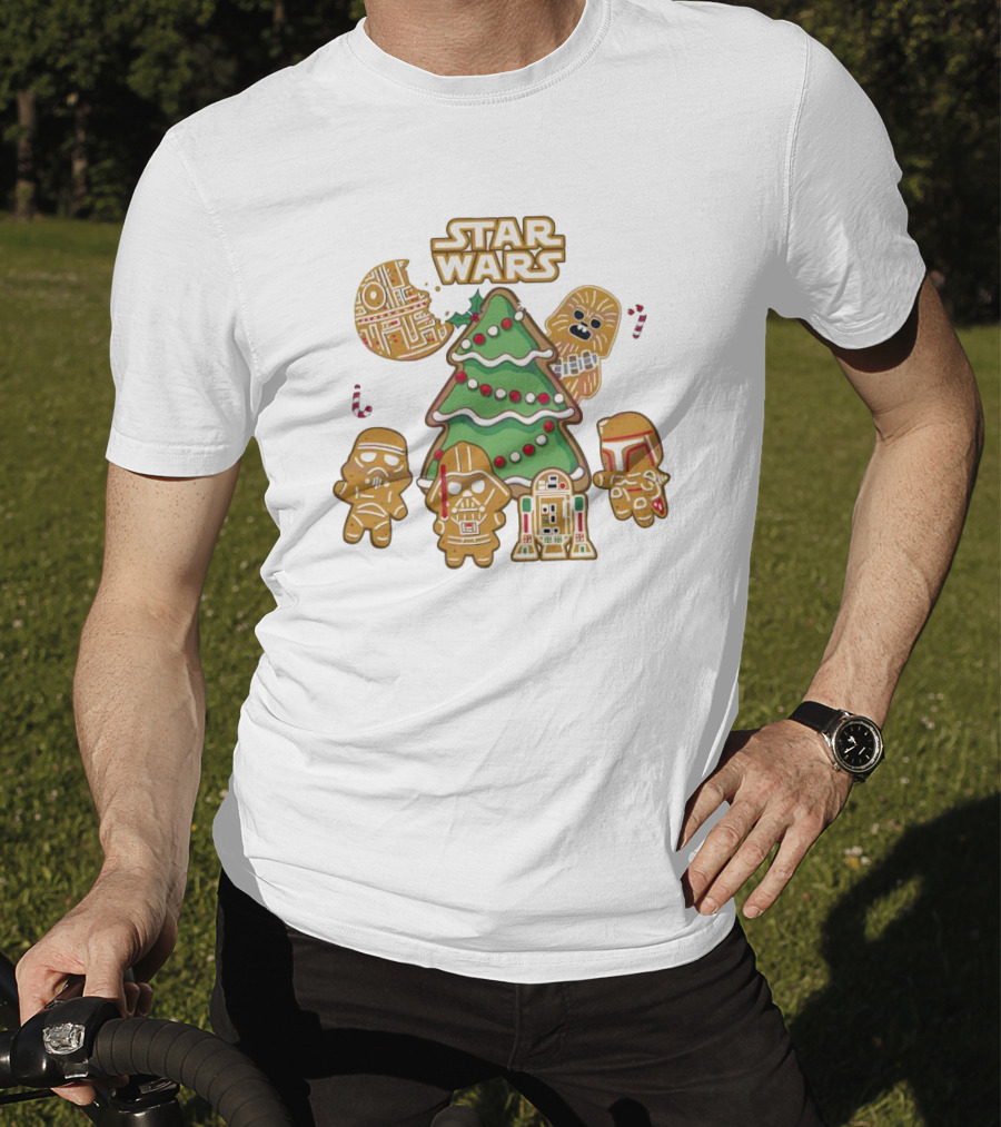 Star Wars Characters Gingerbread Christmas Tree Cookies T-Shirt