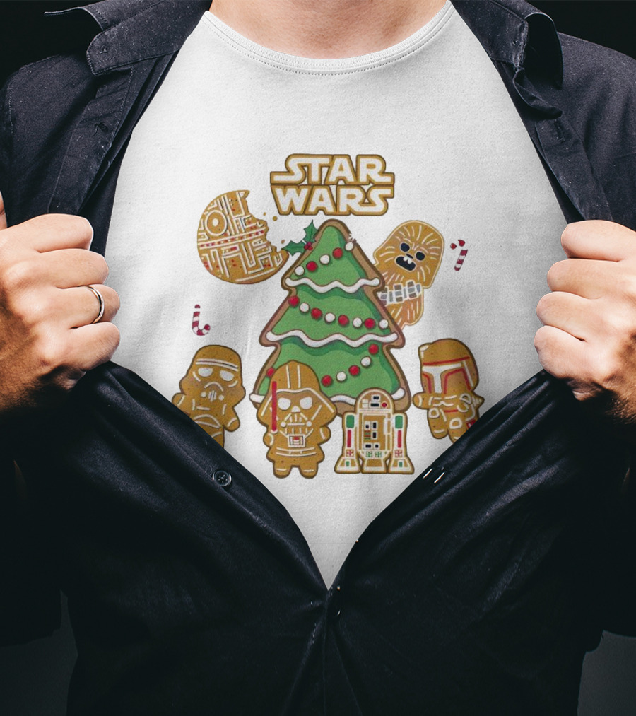 Star Wars Characters Gingerbread Christmas Tree Cookies T-Shirt