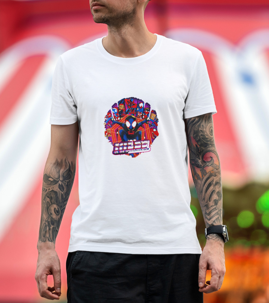 Miles Spider-Society Ensemble with Diverse Spider Characters T-Shirt