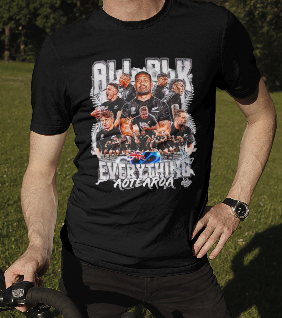 All Blk Everything AoteAroa Rugby Team Haka New Zealand Flag Ferns T-Shirt