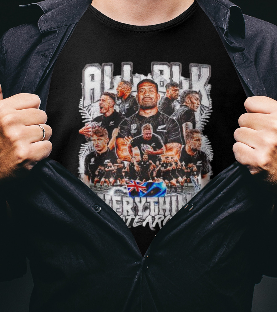 All Blk Everything AoteAroa Rugby Team Haka New Zealand Flag Ferns T-Shirt