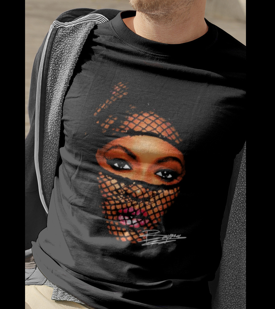 Beyonce Big Face Signature Vintage Mesh Look T-Shirt
