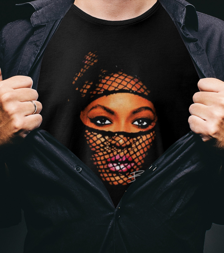 Beyonce Big Face Signature Vintage Mesh Look T-Shirt