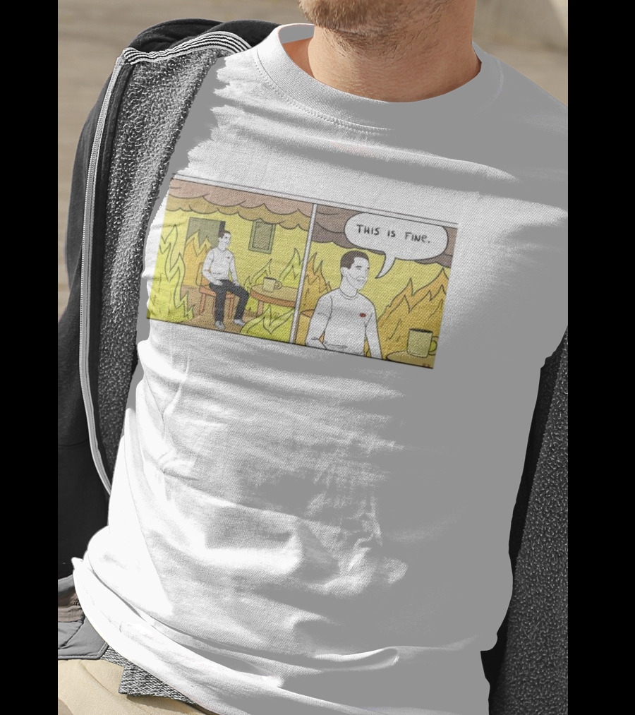 This Is Fine Fire Meme Comic Scene T-Shirt