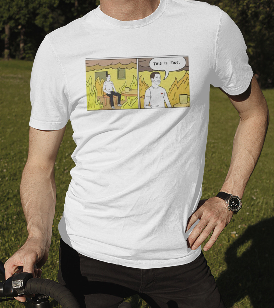 This Is Fine Fire Meme Comic Scene T-Shirt