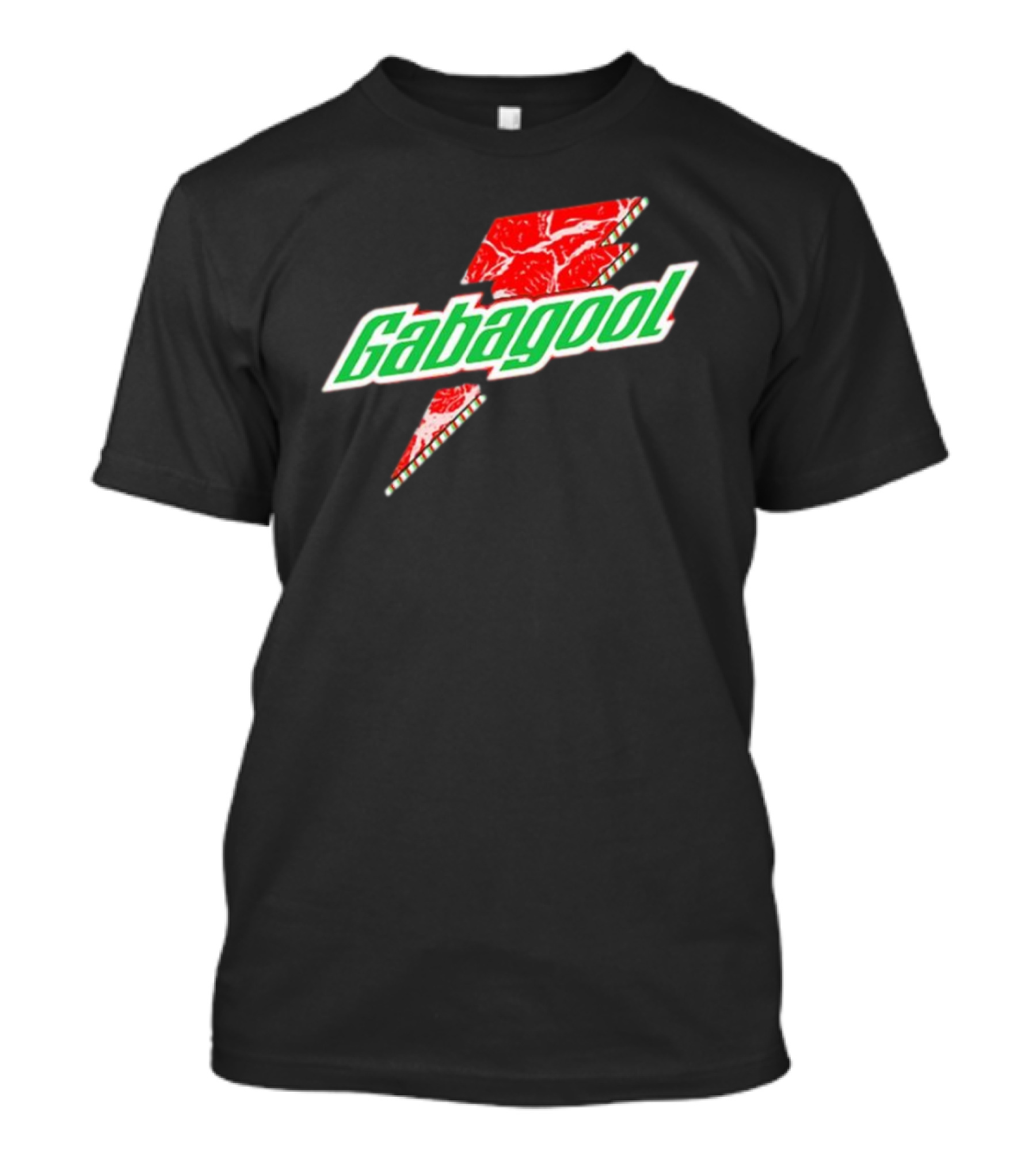 Gabagoolade Lightning Bolt Logo Meat Pattern Heavyweight T-Shirt