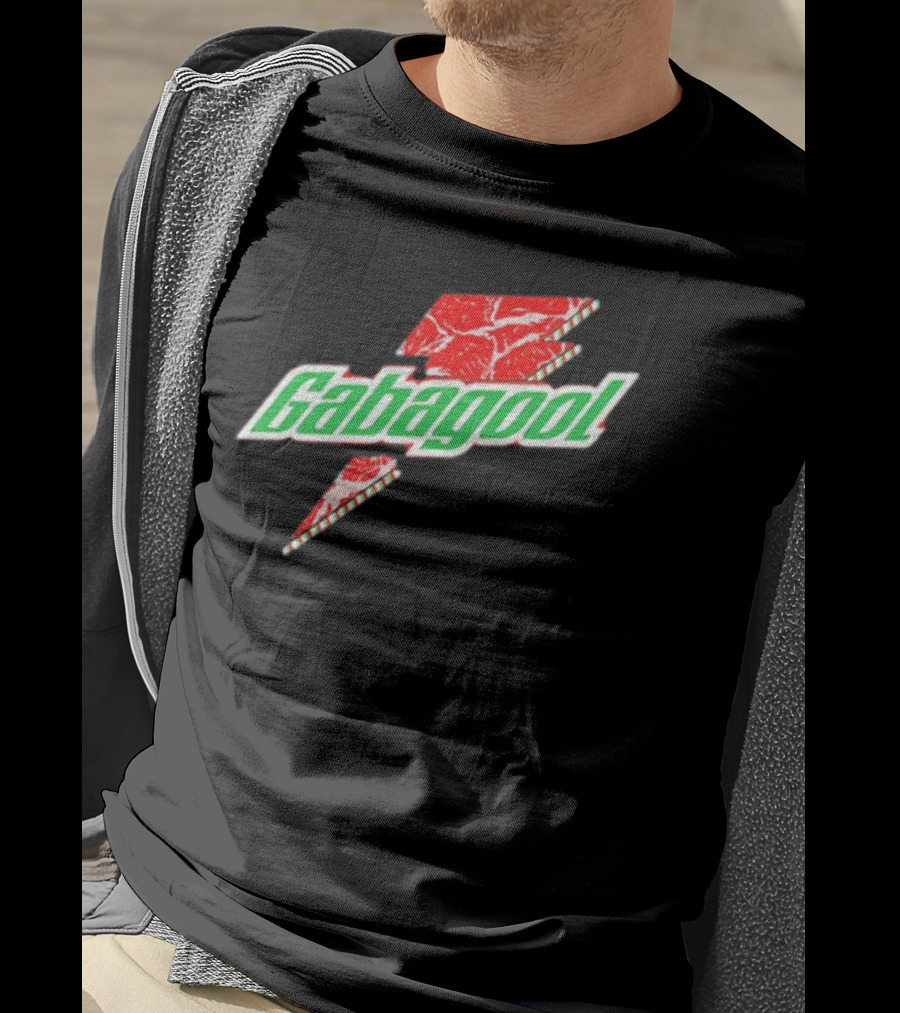Gabagoolade Lightning Bolt Logo Meat Pattern Heavyweight T-Shirt