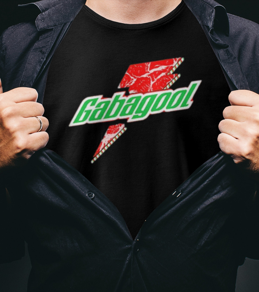Gabagoolade Lightning Bolt Logo Meat Pattern Heavyweight T-Shirt