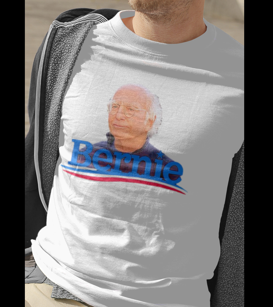 Bernie Larry David Parody With Blue Lettering And Red Stripe T-Shirt