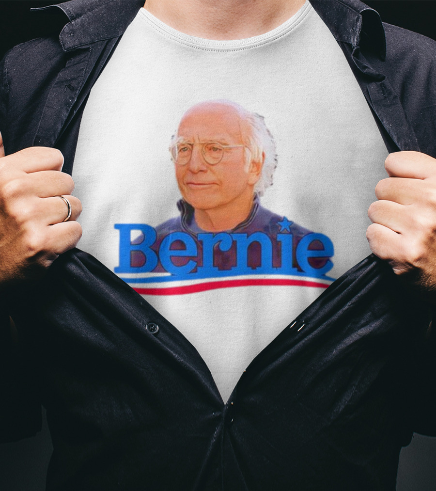 Bernie Larry David Parody With Blue Lettering And Red Stripe T-Shirt