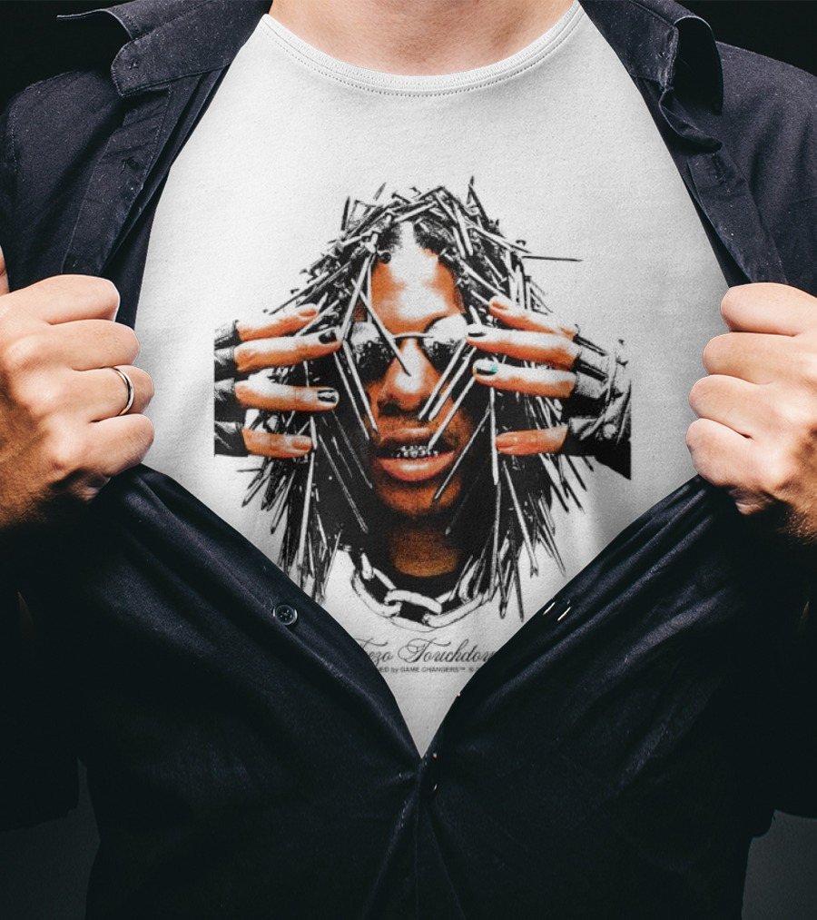 Teezo Touchdown Big Face Vintage Dark Sunglasses And Dreadlocks T-Shirt