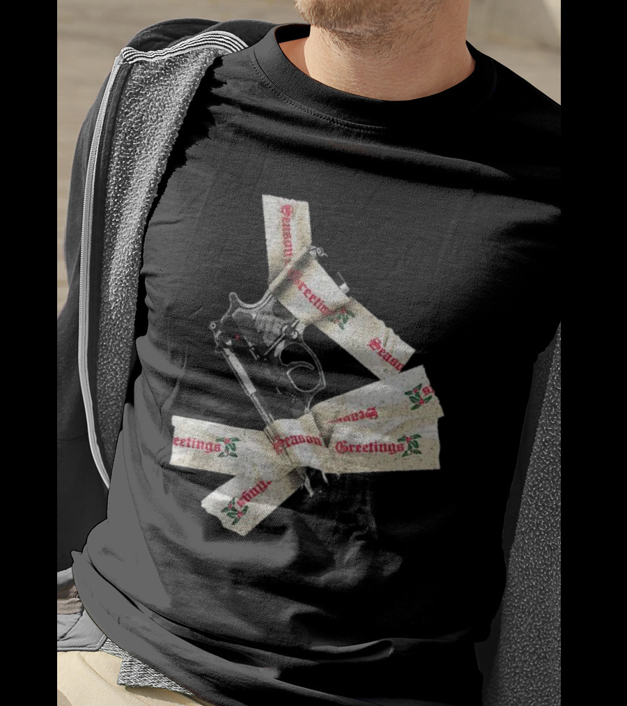 Yippie Ki Yay Seasons Greetings Gun Holiday Humorous Reference T-Shirt