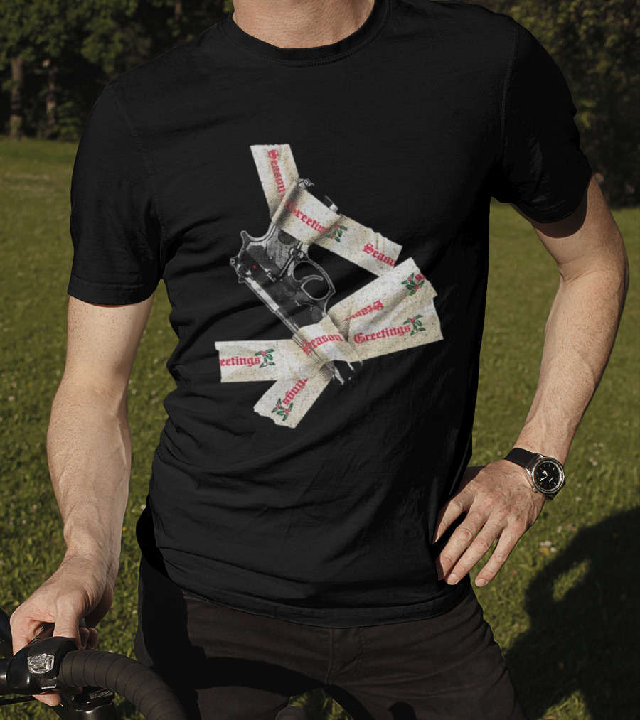 Yippie Ki Yay Seasons Greetings Gun Holiday Humorous Reference T-Shirt