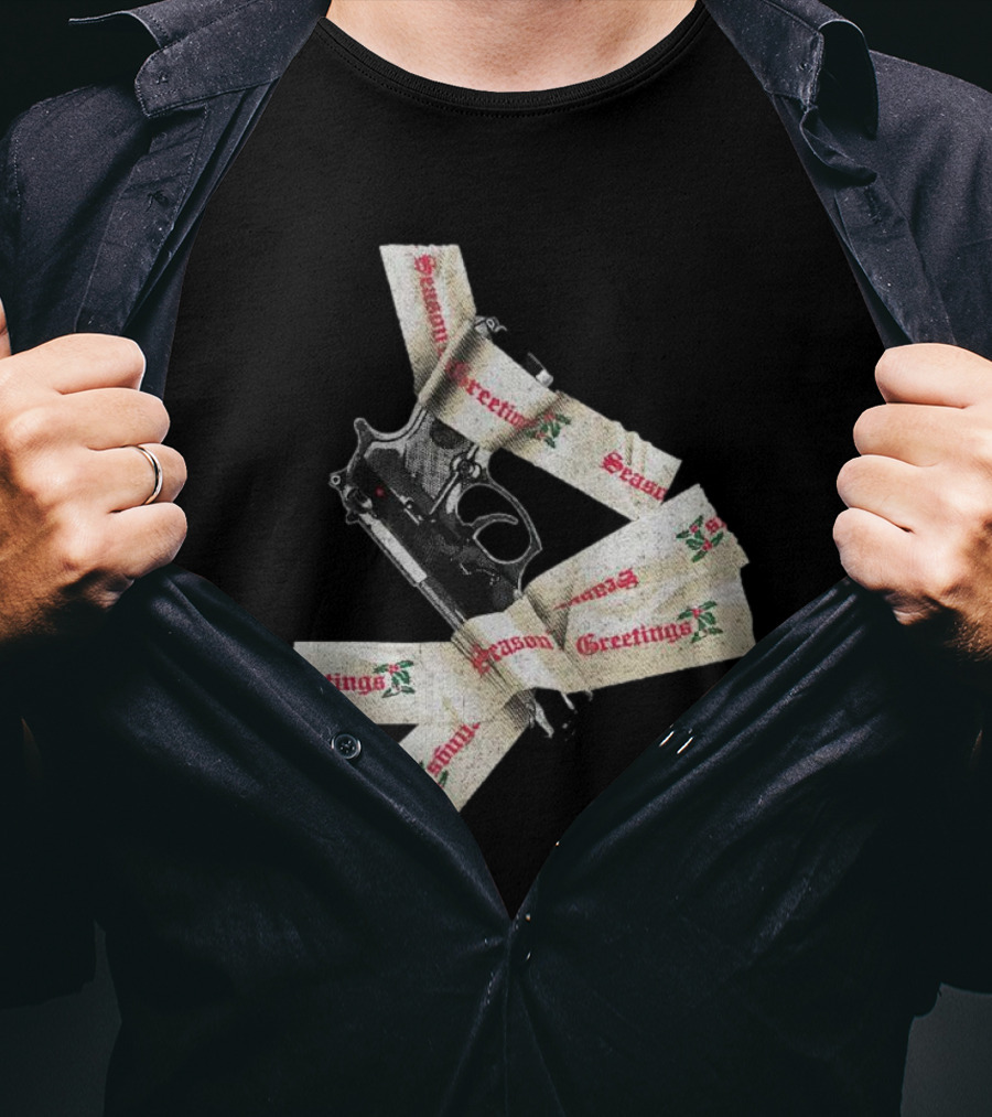 Yippie Ki Yay Seasons Greetings Gun Holiday Humorous Reference T-Shirt