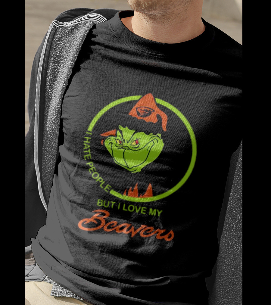 Grinch I Hate People But I Love My Oregon State Beavers Christmas T-Shirt
