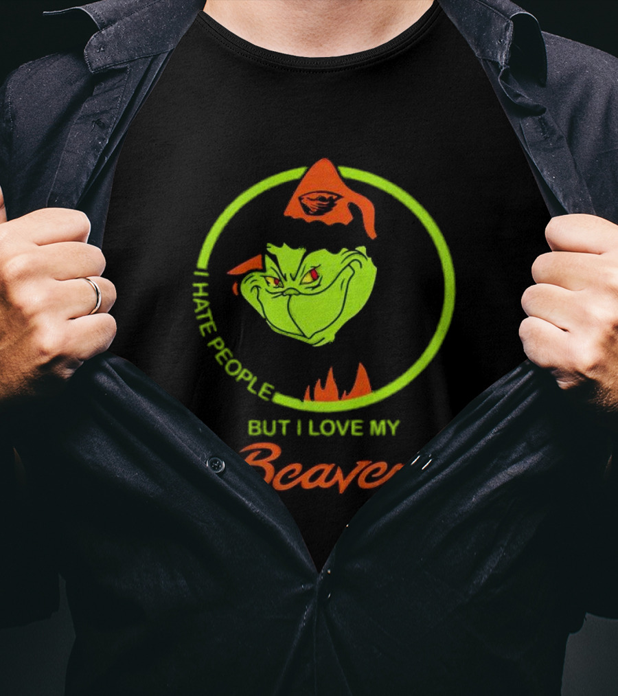 Grinch I Hate People But I Love My Oregon State Beavers Christmas T-Shirt