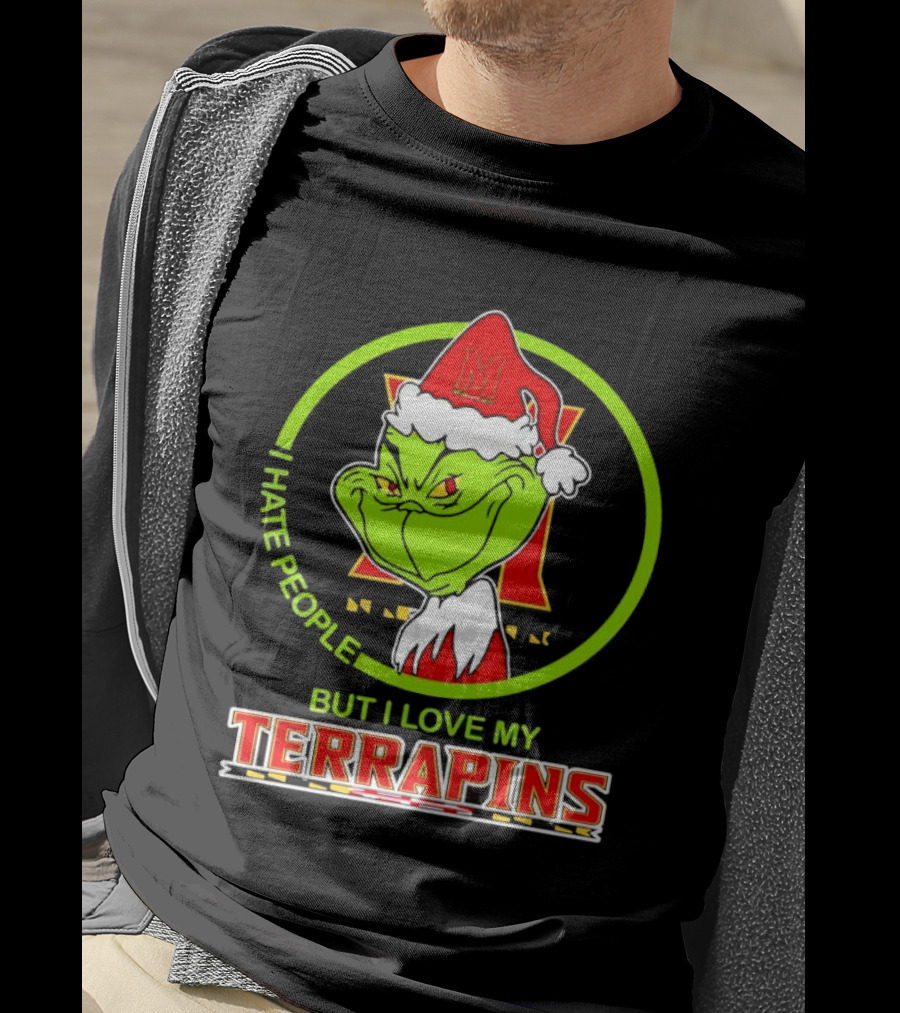 Grinch I Hate People But I Love My Maryland Terrapins Christmas T-Shirt