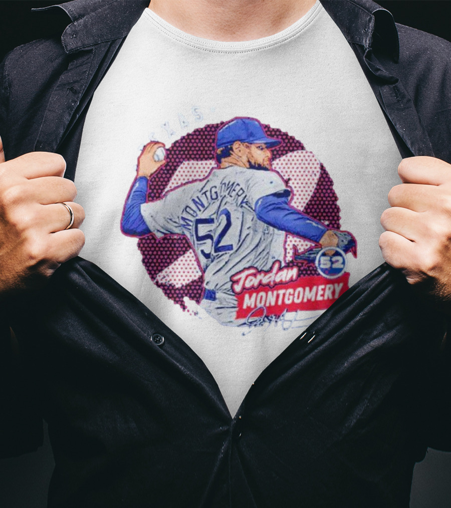 Jordan Montgomery Texas Baseball 52 Signature T-Shirt