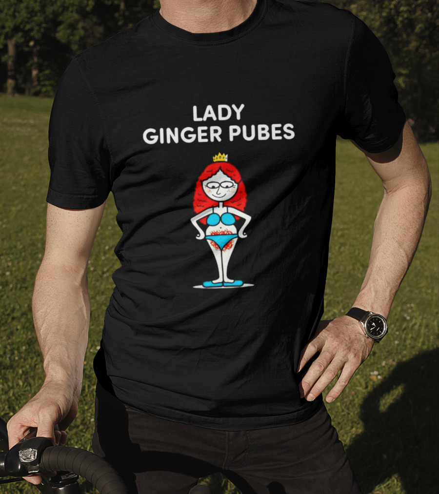 Lady Ginger Pubes Cartoon Character Wearing Crown IN Blue Swimsuit T-Shirt